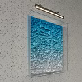 Transparent Acrylic Wall Decor With Blue Embossed Pattern And Metal Hook