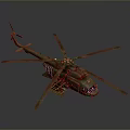 Vintage Green Military Helicopter With Large Rotors And Fuselage Details