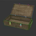 Vintage Wooden Storage Trunk Open Lid With Metal Latches Distressed Texture