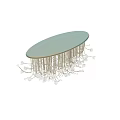 Elegant Modern Chandelier With Silver Metal Rods And White Petal Decorations For Interior Spaces