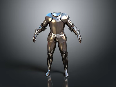 Silver Metal Armor Decorative Figurine Standing with Shiny Reflective Surface Home Decor 3d model