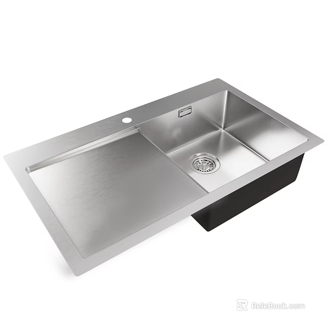 Stainless Steel Single Bowl Kitchen Sink With Drainer And Modern Design 3d model 