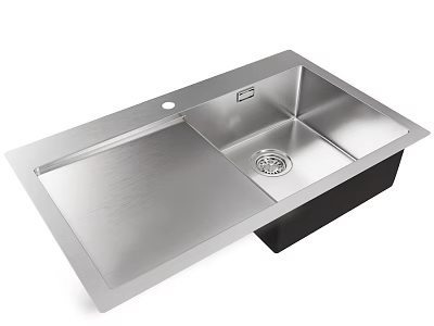 Stainless Steel Single Bowl Kitchen Sink With Drainer And Modern Design 3d model