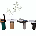 Modern Side Tables with Various Base Designs and Decorative Elements 3d model