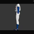 White Baseball Uniform With Red Number 41 Blue Long Sleeves Pants Socks And Shoes