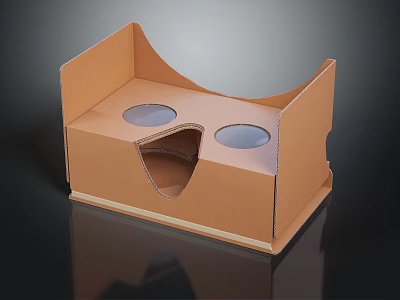 Simple Design Cardboard VR Headset With Circular Lenses And Nose Notch 3d model