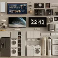 Modern Household Appliances Collection Showcasing Refrigerators Washing Machines TVs Air Conditioners And Blenders
