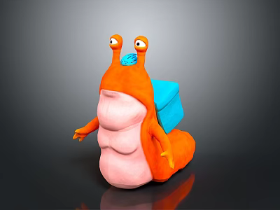 Cute Reptile With Orange Body Blue Shell Big Eyes And Adorable Cartoon Design 3d model