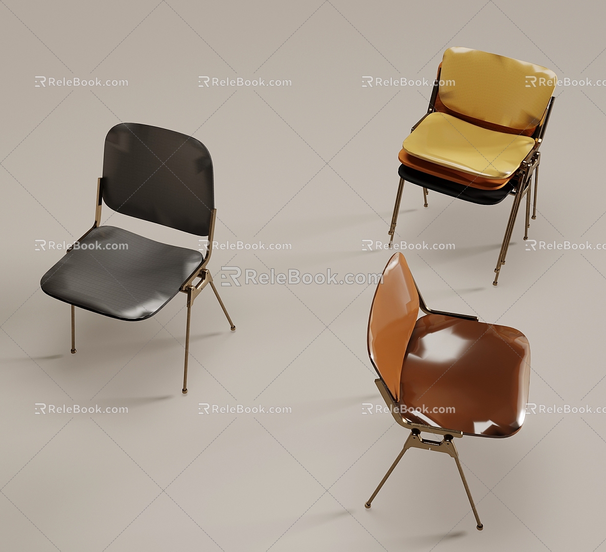 Antique Stainless Steel Dining Chair Restaurant Coffee Shop Vintage Chair 3d model