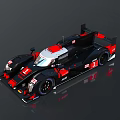 Black and red Le Mans prototype racing car with sleek aerodynamic design and number 1