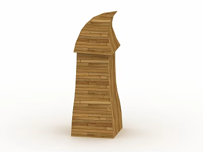 Wooden Sculptural Structure Composed Of Stacked Wood Planks In 3D Model Design 3d model