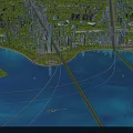Aerial Planning of Modern City With Waterfront Bridges Skyscrapers and Green Spaces