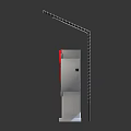 Red And White Standing Machine With Roofed Top And Front Control Panel