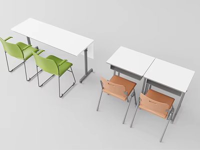 Modern White Conference Table With Green Brown Chairs And Modular Design 3d model