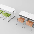 Modern White Conference Table With Green Brown Chairs And Modular Design