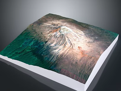 Modern 3D Terrain Model With Green Vegetation Brown Terrain And White Summit 3d model