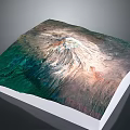 Modern 3D Terrain Model With Green Vegetation Brown Terrain And White Summit