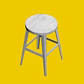 White Bar Stool With Round Seat And Simple Four Leg Design