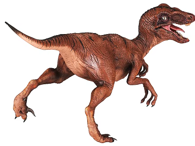 Brown Dinosaur Model In Running Pose With Open Mouth And Lifelike Details 3d model