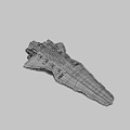 Interstellar Metal Fighter Ship With Detailed Red Gray Design In Cosmic Space