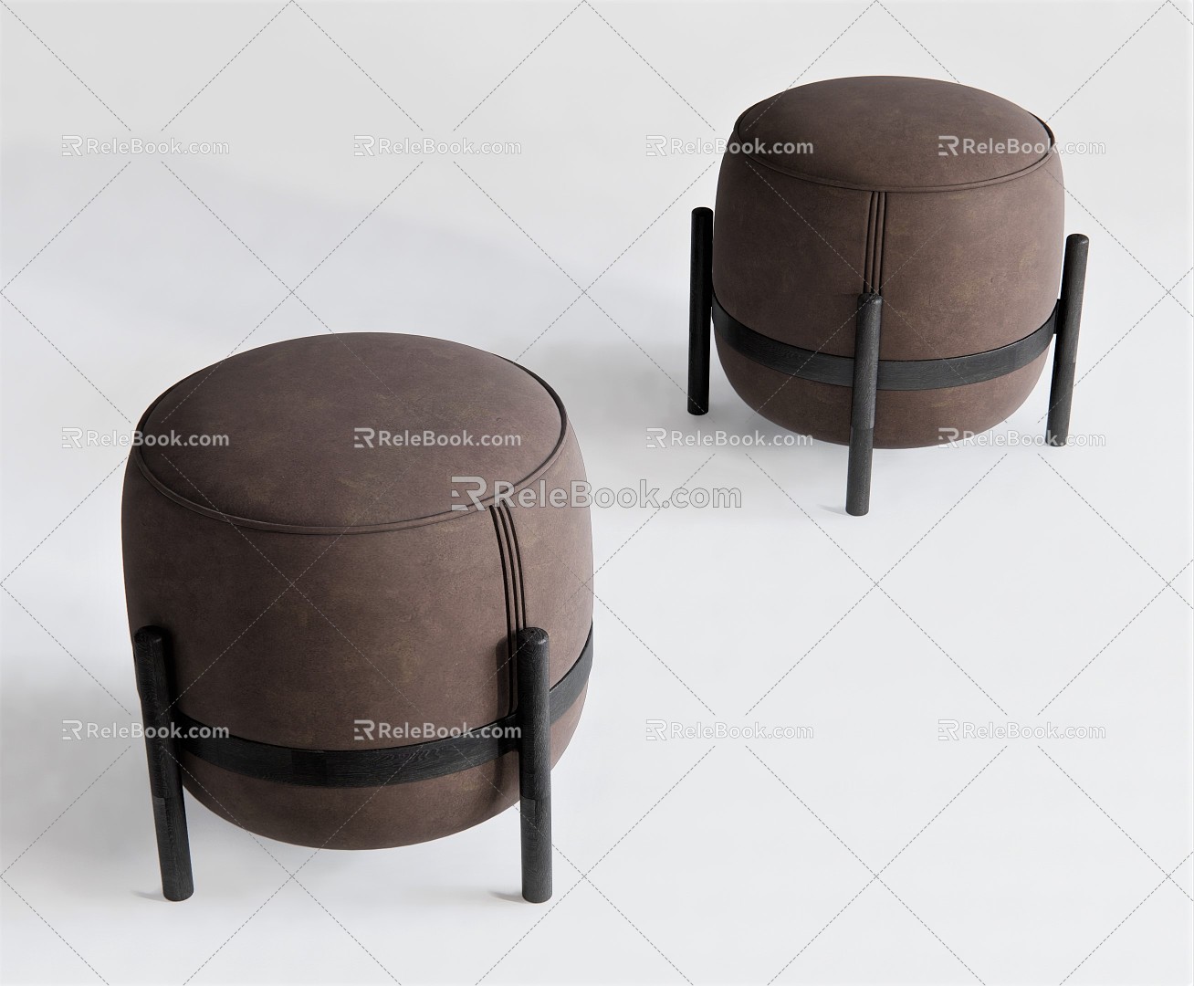 Modern Sofa Stool Low Stool Leather Stool Ottoman 3d model