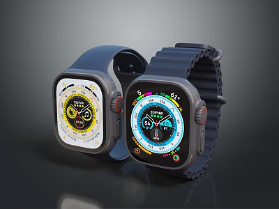 Fashionable Smartwatch Bands in Blue and Dark Shades for Stylish Accessories 3d model
