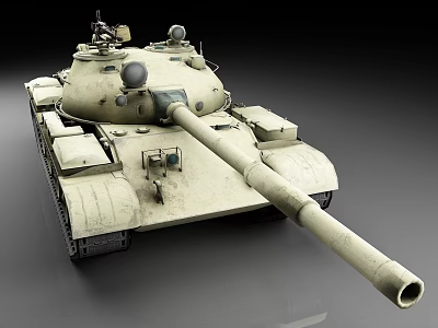 Military Tank With Long Barrel Turret And Armored Hull On Dark Background 3d model