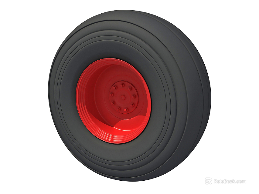 High Quality Black Tire With Red Rim And Multiple Bolt Holes Design 3d model 
