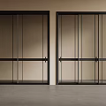 Modern Sliding Doors With Black Frames And Glass Panels In Minimalist Space