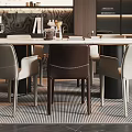 Modern Dining Table Set With Beige And Brown Chairs In Elegant Contemporary Interior Design 3d model