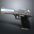 Silver Metal Pistol With Black Grip And Shiny Barrel Design Details