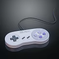 Retro Wired Game Controller With White Design And Purple Buttons For Entertainment Electronics 3d model