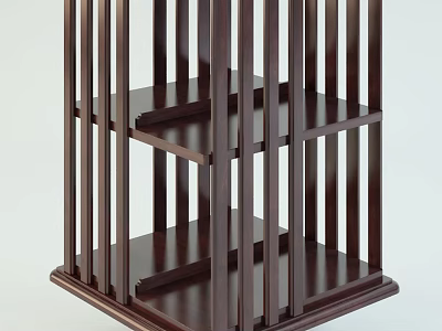 Dark Brown Wooden Side Table with Open Design Multi Tier Shelves Modern Home Decor 3d model