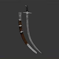 Classic Traditional Scimitar Weapon With Wooden Handle And Sharp Decorative Blade Design