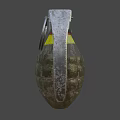 Hand Grenade With Metal Body Yellow Markings And Safety Pin Design
