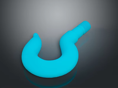 Blue U Shaped Curved Hose With Shiny Surface Against Dark Background 3d model