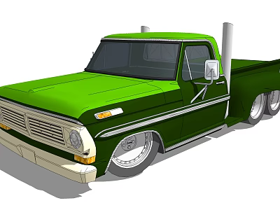 Classic Green Pickup Truck With Chrome Accents Silver Wheels And Dual Exhaust 3d model
