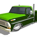 Classic Green Pickup Truck With Chrome Accents Silver Wheels And Dual Exhaust