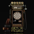 Vintage Industrial Style Dartboard Sports Equipment With Darts Leather Straps And Tires