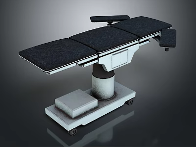Professional Medical Operating Table With Adjustable Black Padded Top And Mobile Base 3d model