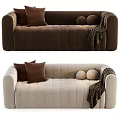 Modern multi-person sofa with armrest in-line pillow towel 3d model