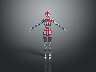 Game And Movie Robot Character Futuristic Design With Red Blue White Gray Mechanical Armor Helmet 3d model