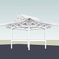 Ancient Architectural Pavilion With Traditional Roof And Intricate Carvings Supported By Wooden Pillars
