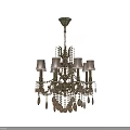 Elegant Vintage Chandelier With Crystal Drops Metal Frame And Fabric Shades