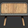 Modern Gray And Orange Patchwork Sofa Bench With Wooden Drawer And Legs 3d model