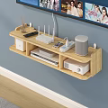 Wall Mounted Natural Wood TV Background Cabinet With Open Storage Shelves For Various Home Electronics