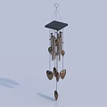 Modern Pendant Light with Black Square Top and Hanging Metal Heart Decorations