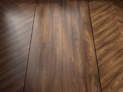 Natural Wooden Flooring Design With Straight And Herringbone Installation Patterns 3d model