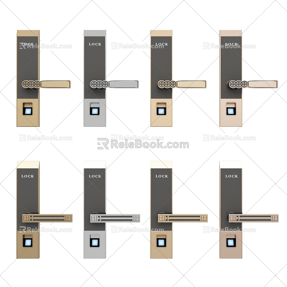 Electronic Fingerprint Security Door Lock Door Handle 3d model