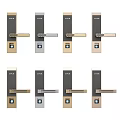 Modern Door Handles With Lock In Gold And Silver Color Variations